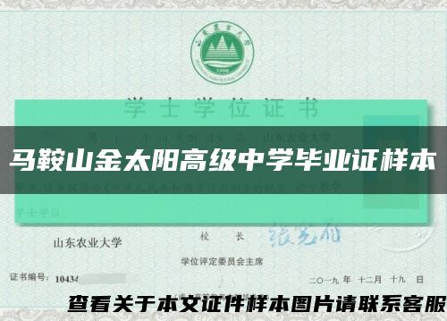 马鞍山金太阳高级中学毕业证样本缩略图