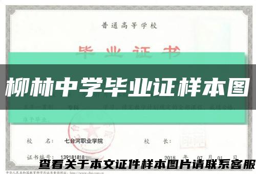 柳林中学毕业证样本图缩略图
