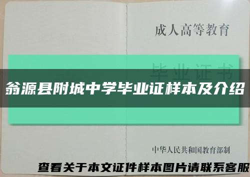 翁源县附城中学毕业证样本及介绍缩略图