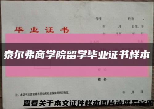 泰尔弗商学院留学毕业证书样本缩略图