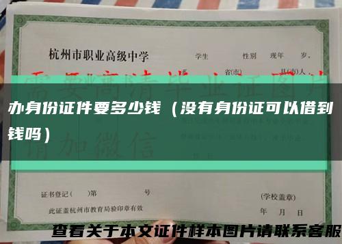 办身份证件要多少钱（没有身份证可以借到钱吗）缩略图