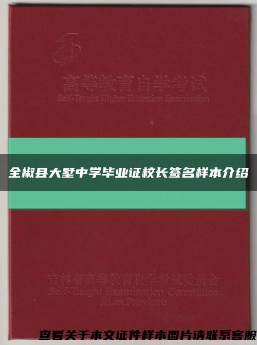 全椒县大墅中学毕业证校长签名样本介绍缩略图