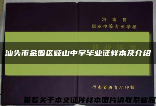 汕头市金园区岐山中学毕业证样本及介绍缩略图