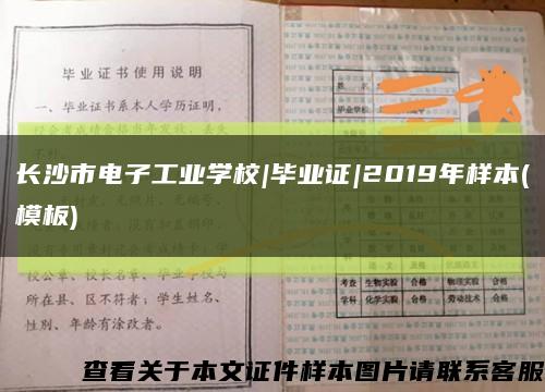 长沙市电子工业学校|毕业证|2019年样本(模板)缩略图