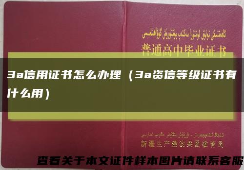 3a信用证书怎么办理（3a资信等级证书有什么用）缩略图