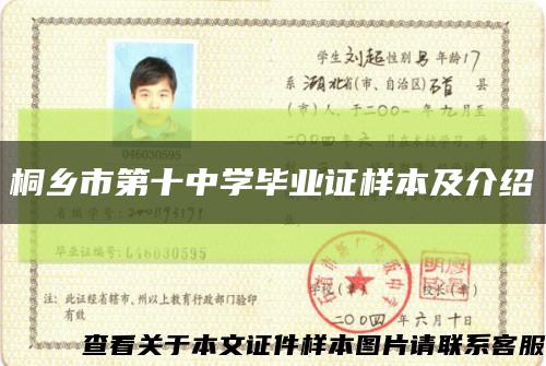 桐乡市第十中学毕业证样本及介绍缩略图