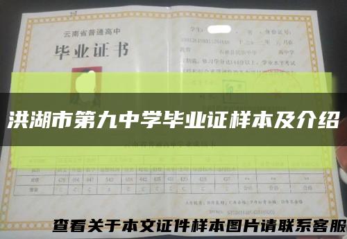 洪湖市第九中学毕业证样本及介绍缩略图