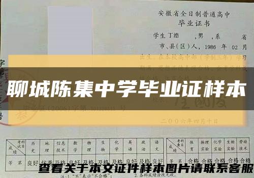 聊城陈集中学毕业证样本缩略图