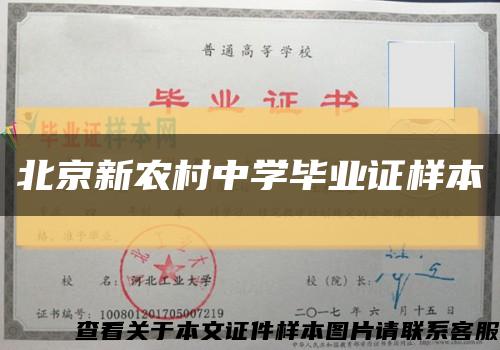 北京新农村中学毕业证样本缩略图