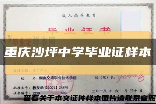 重庆沙坪中学毕业证样本缩略图