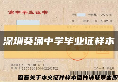 深圳葵涌中学毕业证样本缩略图