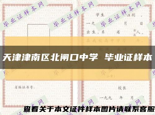 天津津南区北闸口中学 毕业证样本缩略图