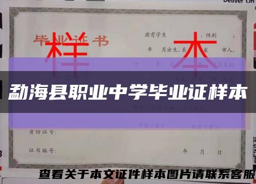 勐海县职业中学毕业证样本缩略图