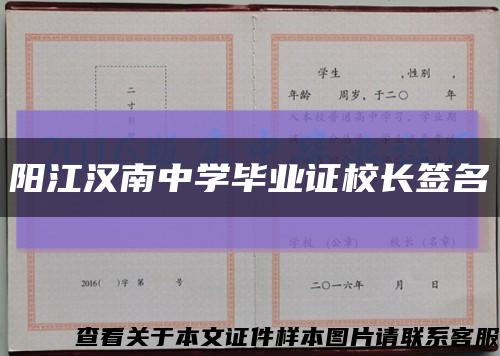 阳江汉南中学毕业证校长签名缩略图