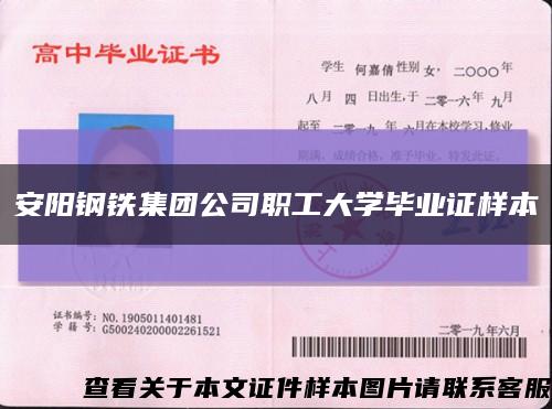 安阳钢铁集团公司职工大学毕业证样本缩略图