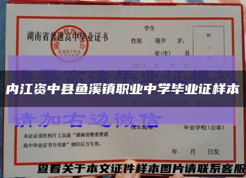 内江资中县鱼溪镇职业中学毕业证样本缩略图