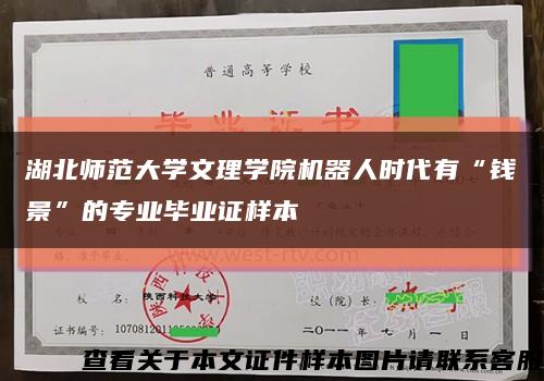 湖北师范大学文理学院机器人时代有“钱景”的专业毕业证样本缩略图