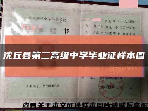 沈丘县第二高级中学毕业证样本图缩略图