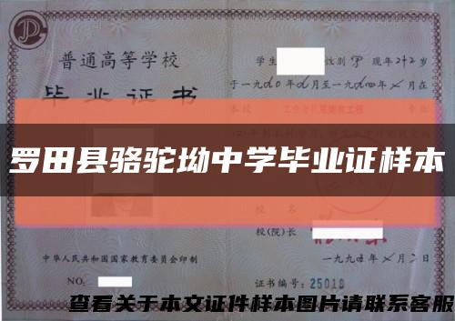 罗田县骆驼坳中学毕业证样本缩略图