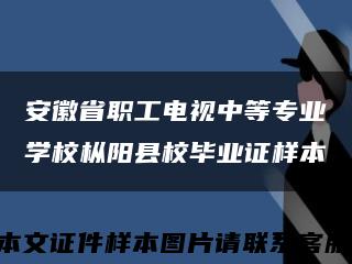 安徽省职工电视中等专业学校枞阳县校毕业证样本缩略图