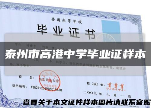 泰州市高港中学毕业证样本缩略图