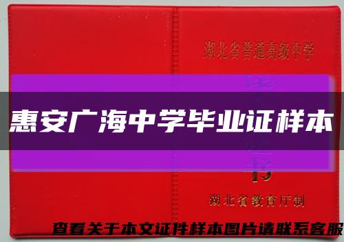 惠安广海中学毕业证样本缩略图