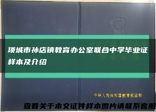项城市孙店镇教育办公室联合中学毕业证样本及介绍缩略图