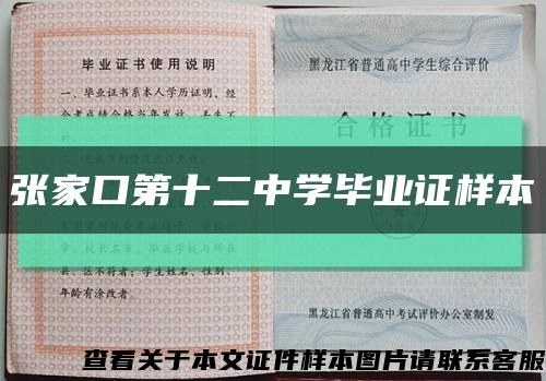 张家口第十二中学毕业证样本缩略图
