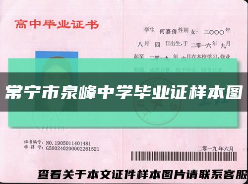 常宁市泉峰中学毕业证样本图缩略图