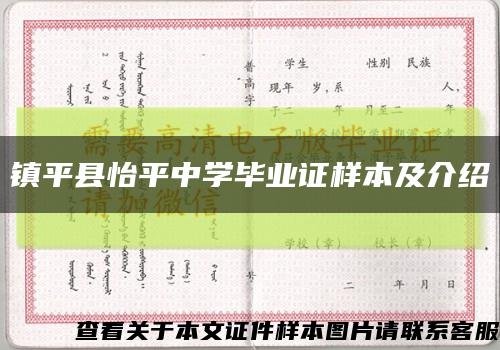 镇平县怡平中学毕业证样本及介绍缩略图
