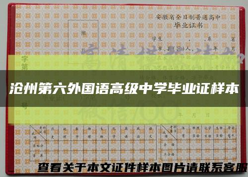 沧州第六外国语高级中学毕业证样本缩略图