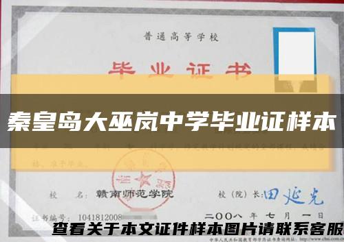 秦皇岛大巫岚中学毕业证样本缩略图