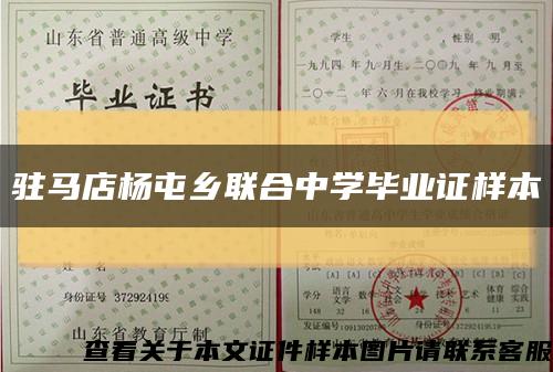 驻马店杨屯乡联合中学毕业证样本缩略图