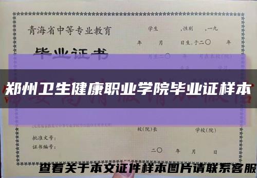 郑州卫生健康职业学院毕业证样本缩略图