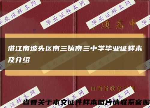 湛江市坡头区南三镇南三中学毕业证样本及介绍缩略图