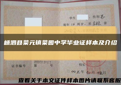 嵊泗县菜元镇菜园中学毕业证样本及介绍缩略图
