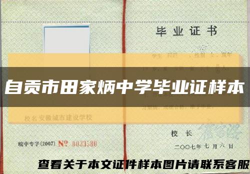 自贡市田家炳中学毕业证样本缩略图