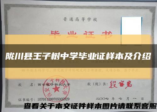 陇川县王子树中学毕业证样本及介绍缩略图