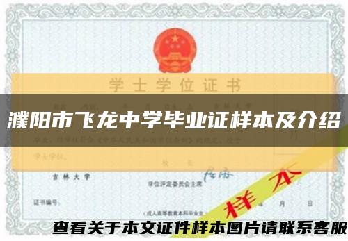 濮阳市飞龙中学毕业证样本及介绍缩略图