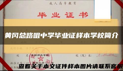 黄冈总路咀中学毕业证样本学校简介缩略图