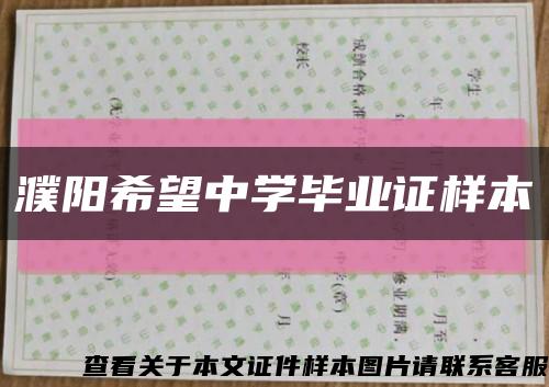 濮阳希望中学毕业证样本缩略图
