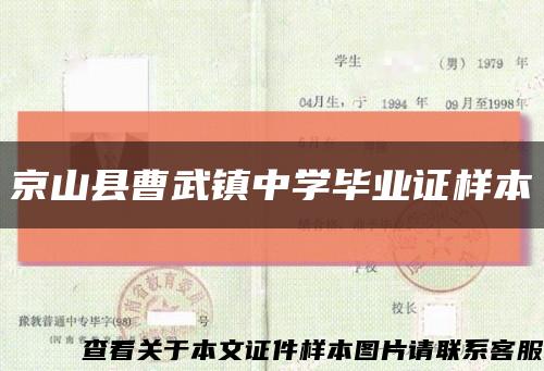 京山县曹武镇中学毕业证样本缩略图