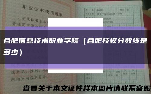 合肥信息技术职业学院（合肥技校分数线是多少）缩略图