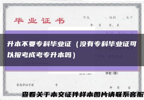 升本不要专科毕业证（没有专科毕业证可以报考成考专升本吗）缩略图