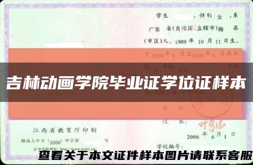吉林动画学院毕业证学位证样本缩略图