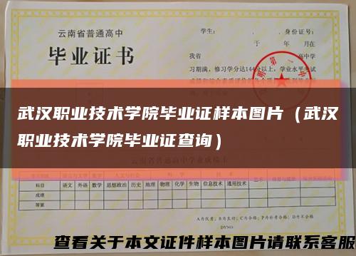武汉职业技术学院毕业证样本图片（武汉职业技术学院毕业证查询）缩略图