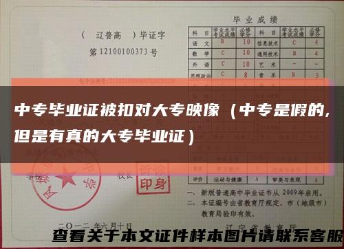 中专毕业证被扣对大专映像（中专是假的,但是有真的大专毕业证）缩略图