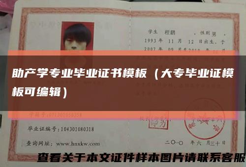 助产学专业毕业证书模板（大专毕业证模板可编辑）缩略图