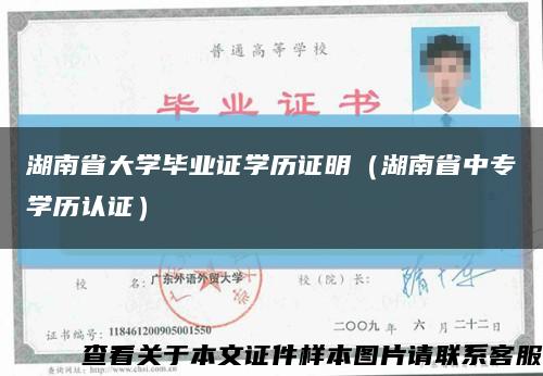 湖南省大学毕业证学历证明（湖南省中专学历认证）缩略图