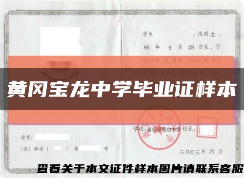 黄冈宝龙中学毕业证样本缩略图